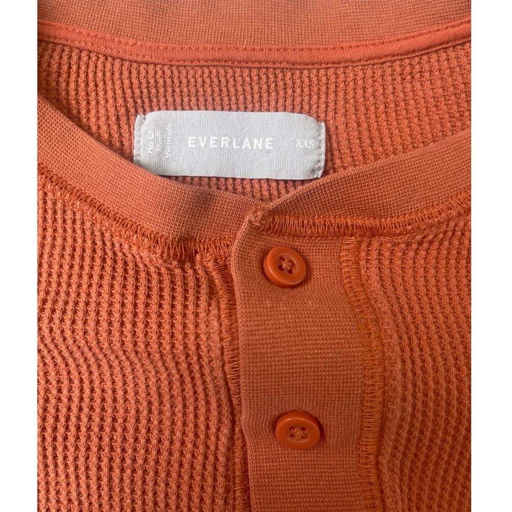EVERLANE Waffle Long Sleeve Crop Shirt, Burnt Orange - XXS - Picture 6 of 13